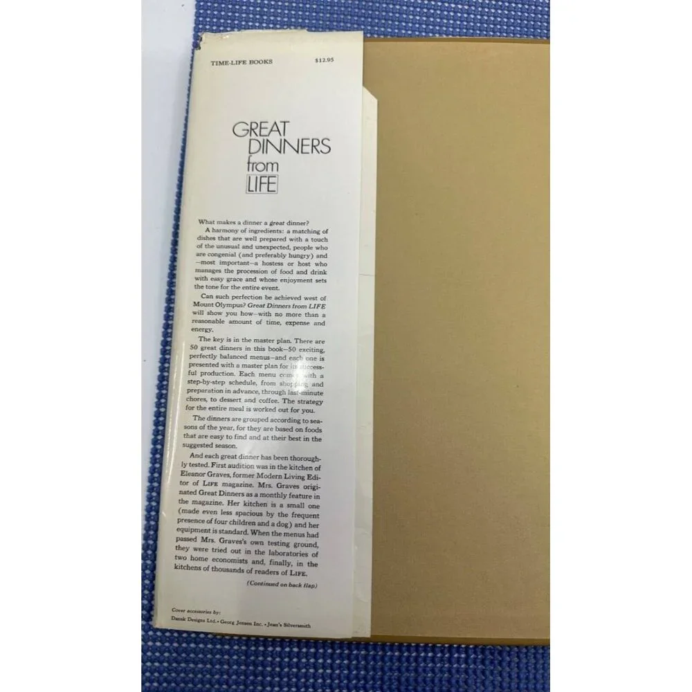 Great Dinners From Life Time-Life Books Hardcover 1970 Reprint With Dust‎ Jacket